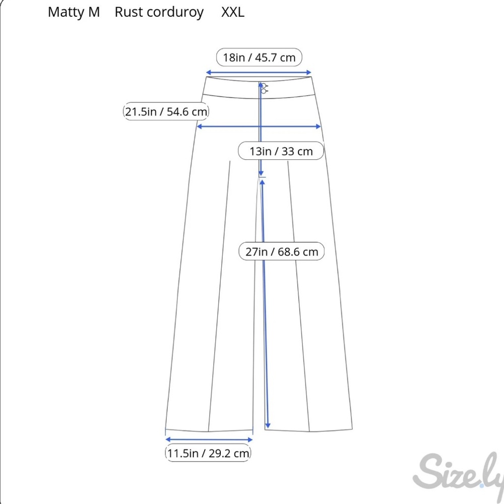 Matty M Wide Leg Corduroy Pants NWT Womens Size XXL High Rise Brick Boho 36x27 - Picture 14 of 14